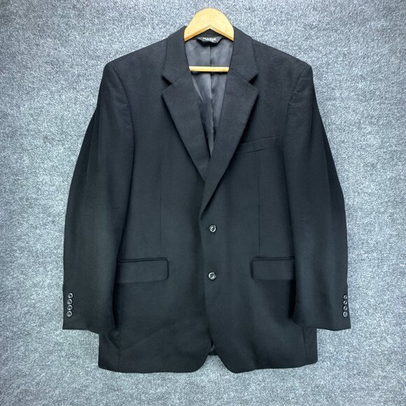 Jos A Bank‎ Sport Coat Jacket Mens 44L Black 100% Cashmere Blazer 2 Button - Picture 1 of 16